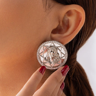 Ethereal Aura Stud Earrings - Silver Plated