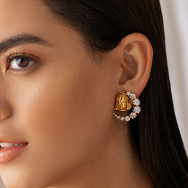 Crystal Cascade Stud Earrings - Gold Plated