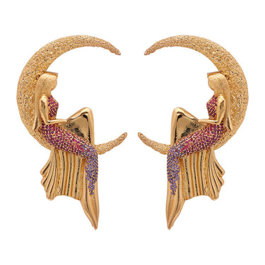 Studded Pink and Amethyst Luna Earrings