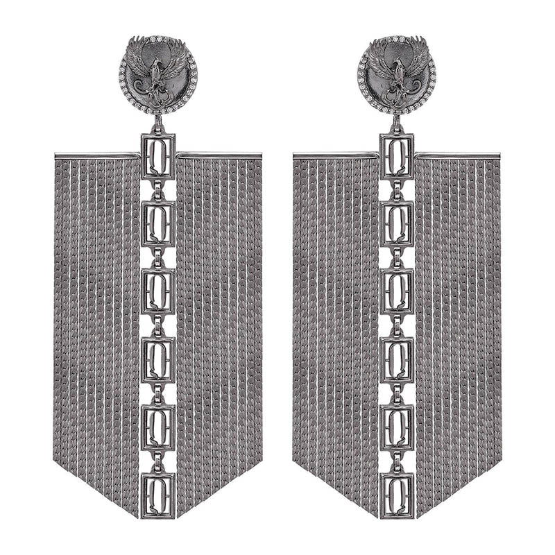 Gunmetal Fortuna Tassel Earrings