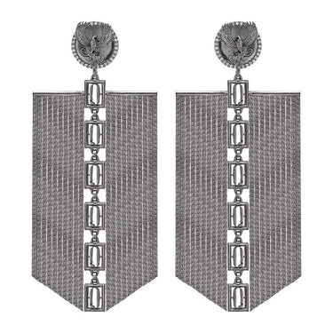 Gunmetal Fortuna Tassel Earrings